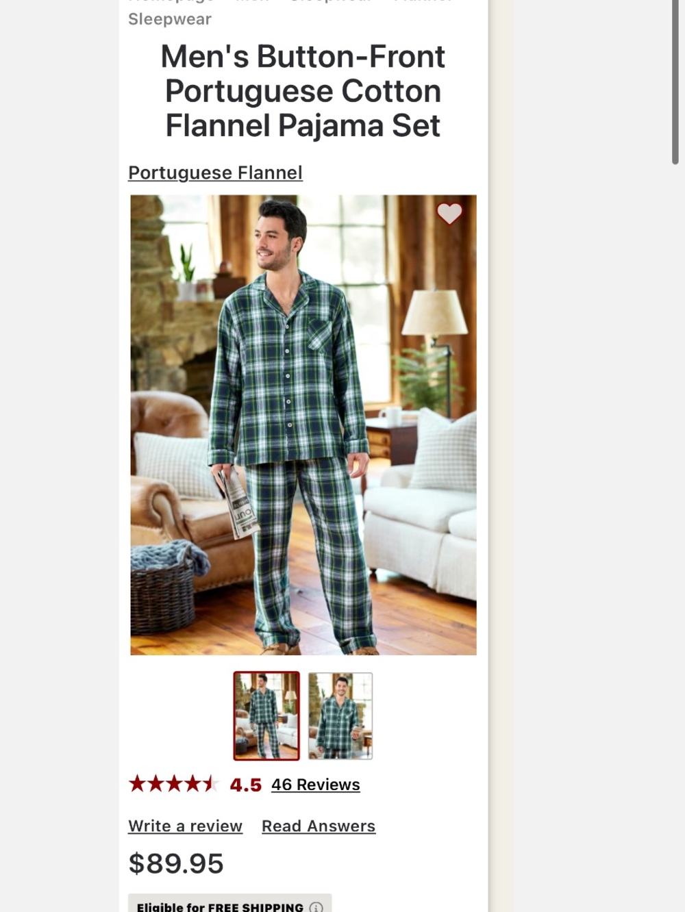 NWT Vermont Country Store Portuguese Flannel Pajamas Men 2XL Plaid